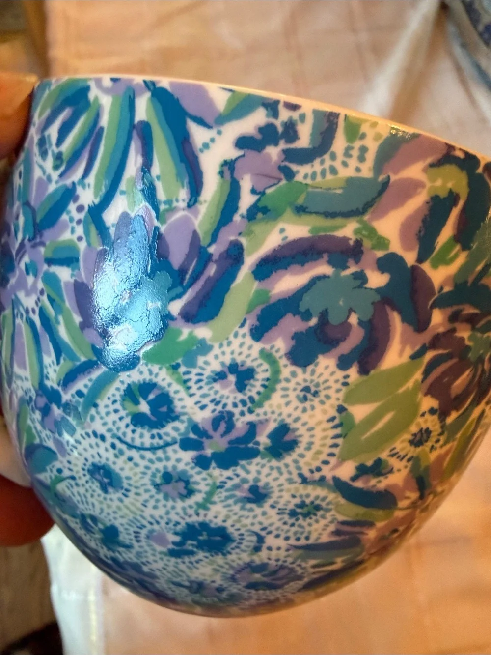 Lilly Pulitzer Floral Ceramic Cups - Blue & Green set of 2